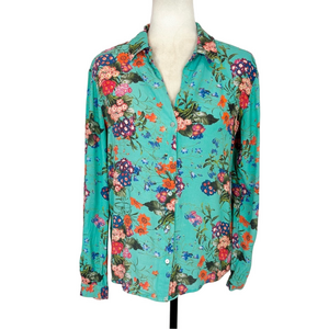 Esqualo aqua green floral blouse